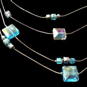 Ali Kahn Multi Strand Necklace Irradescent Aqua